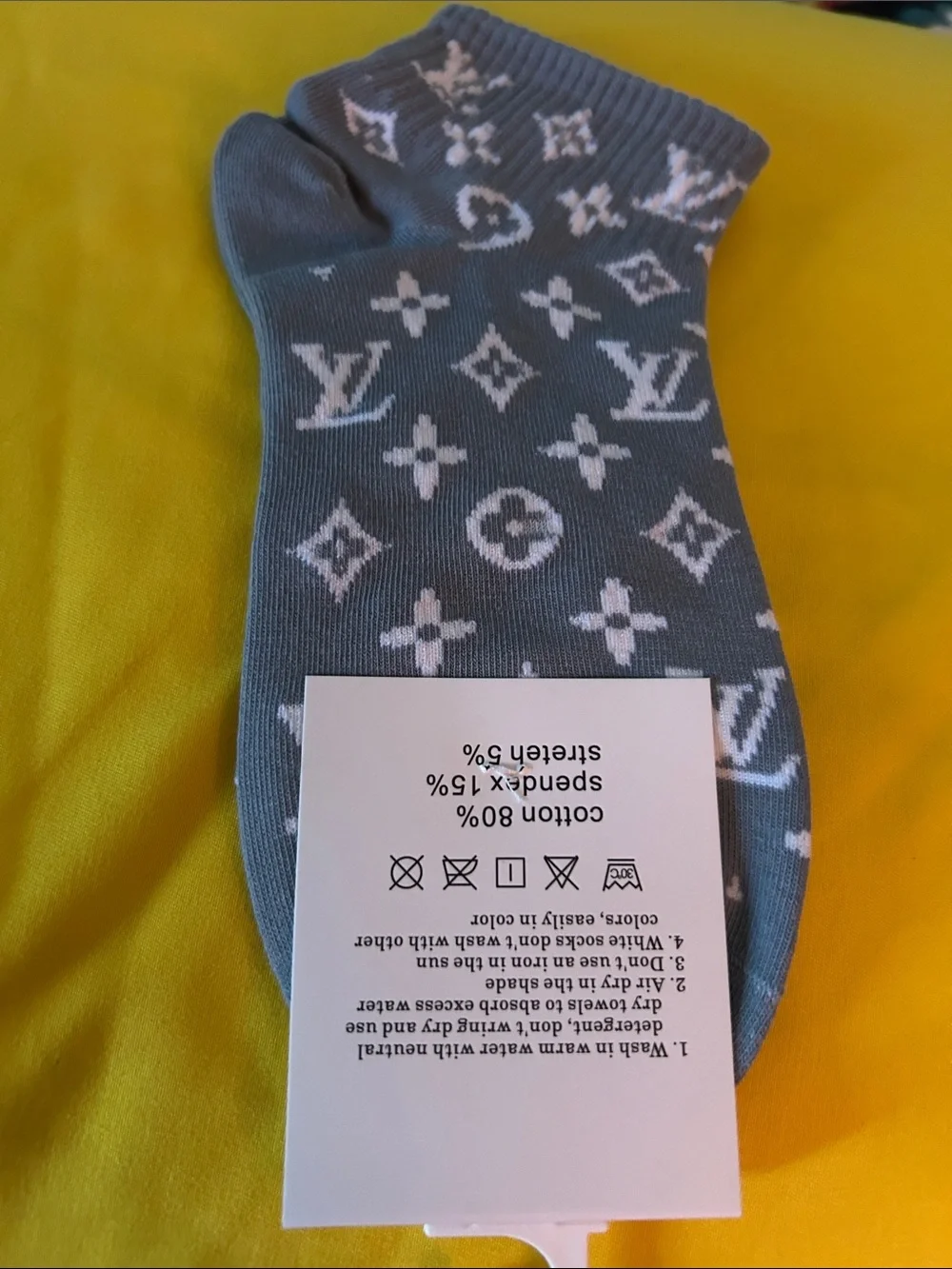 Louis Vuitton Gray and White Monogram Low-Cut Socks Average price $34